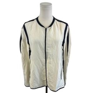 Nike NSW‎ Sportswear Linen Silk Jacket Women's Ivory Black Trim Size Medium $658
